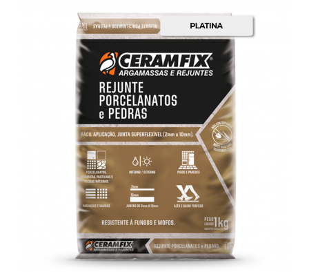 Rejunte Porcelanato Ceramfix 1KG - Platina