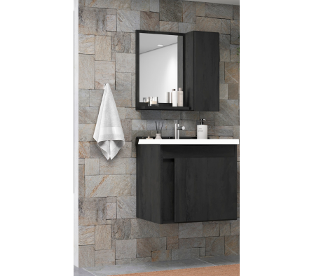 Mueble de baño DIKASA Parati Black - Negro Carbono 45 cm con bacha blanca