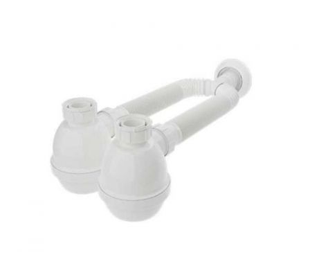 Sifon Blukit Doble con Vaso Para Cocina o Lavadero Blanco 31307