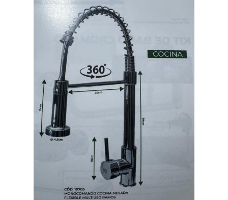 Monocomando Cocina Mesada Flexible Multiuso Ramos 10705