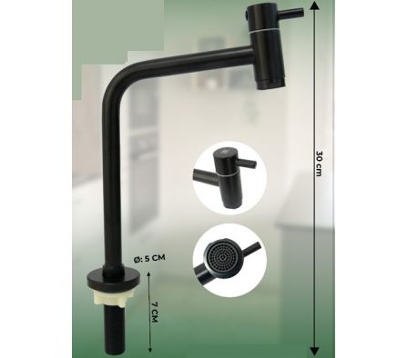 Monocomando Ramos Para Lavatorio Negro 30cm 10756